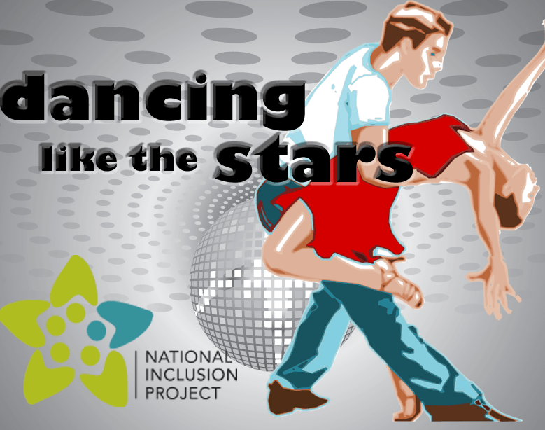 Dancing like the Stars title, couple dancing, NIP logo